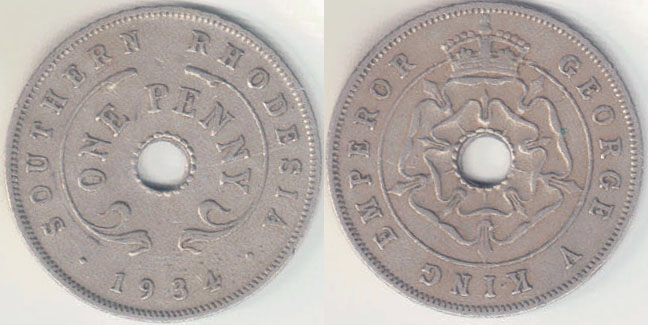 1934 Southern Rhodesia Penny A004292